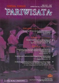 Image of JURNAL ILMIAH PARIWISATA VOLUME 18 NO. 1, MARET 2013 PUSAT PENELITIAN DAN PENGABDIAN KEPADA MASYARAKAT SEKOLAH TINGGI PARIWISATA TRISAKTI